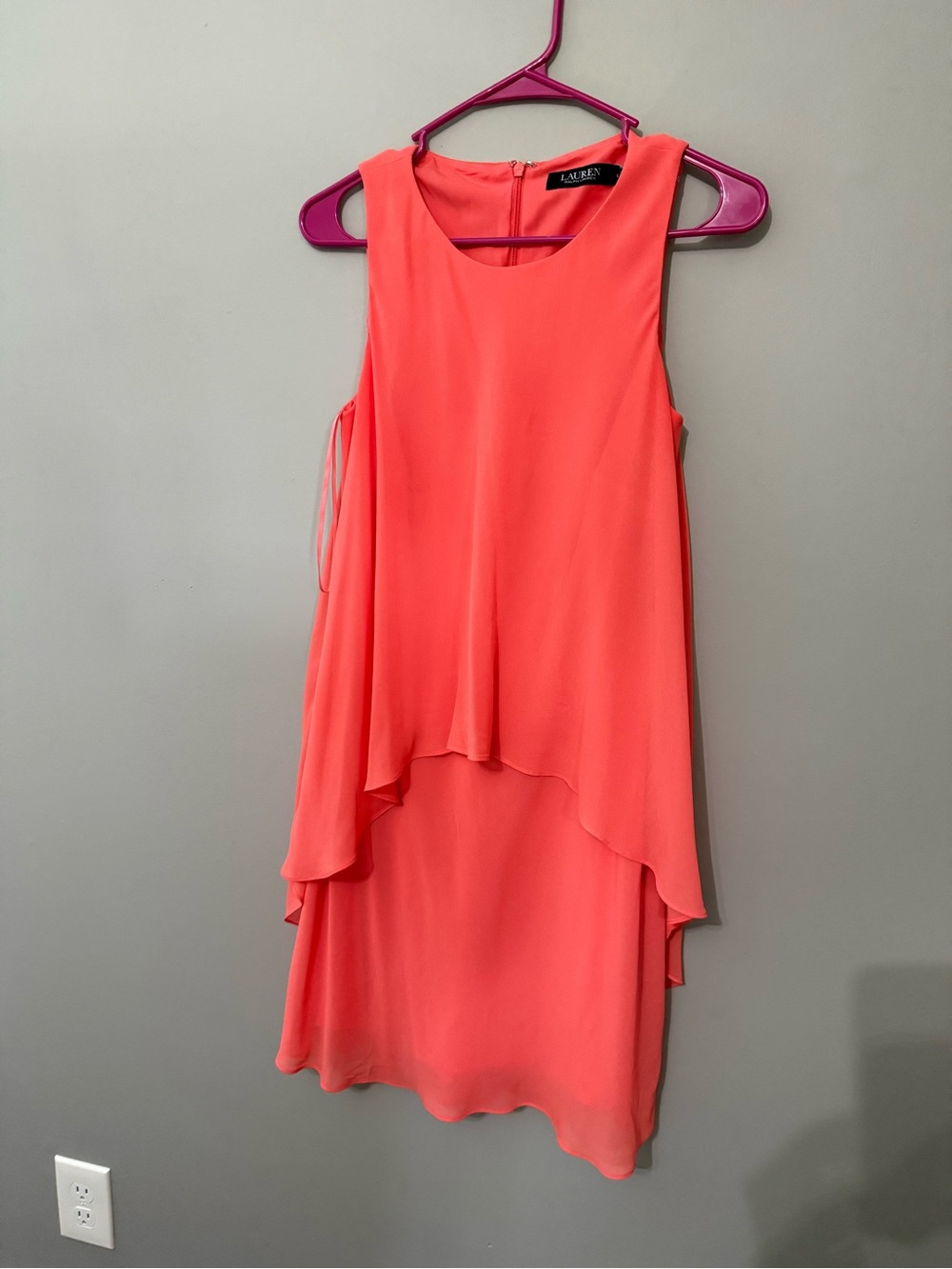 Lauren Ralph Lauren Coral High-Low Sleeveless Dress